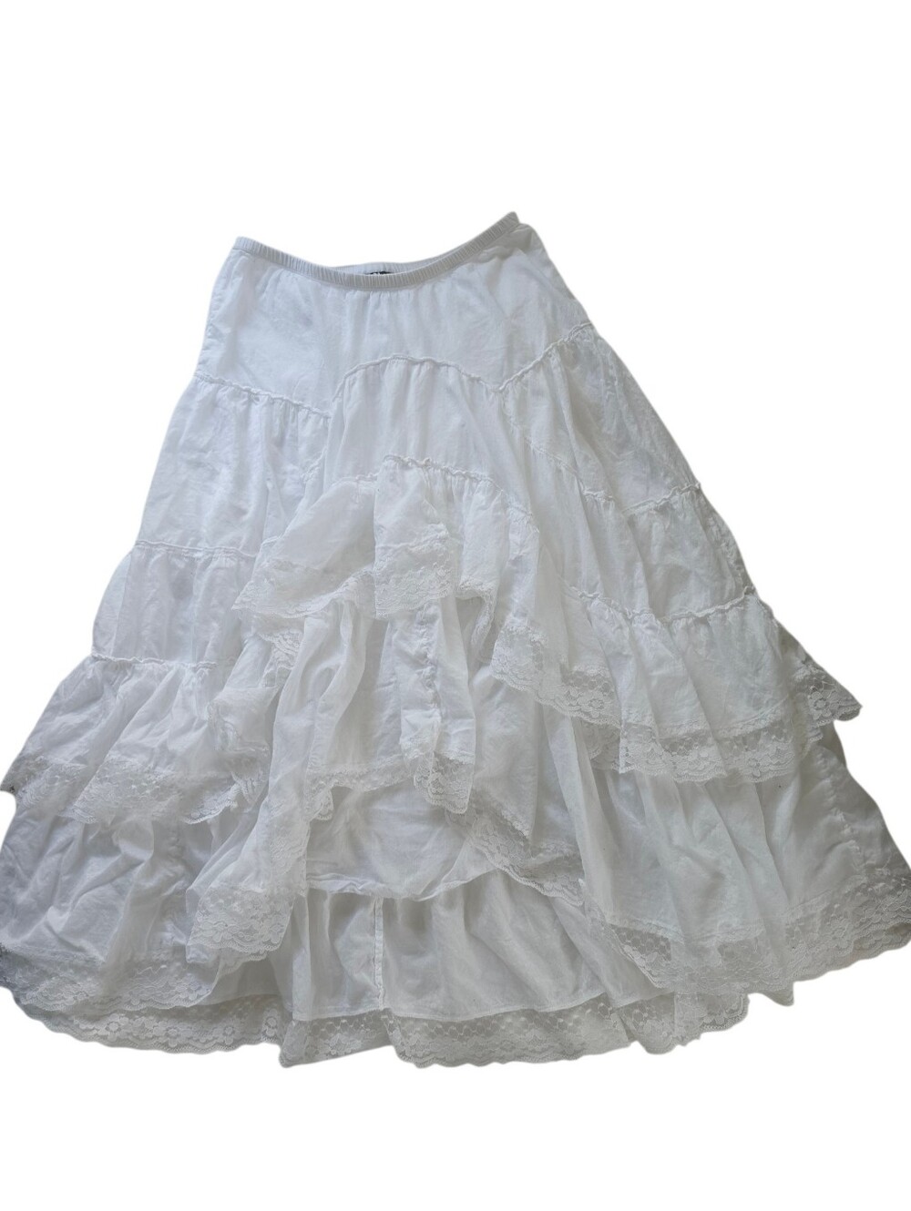 I.N. San Francisco White Tiered Lace-Trim Midi Skirt - Picture 3 of 6